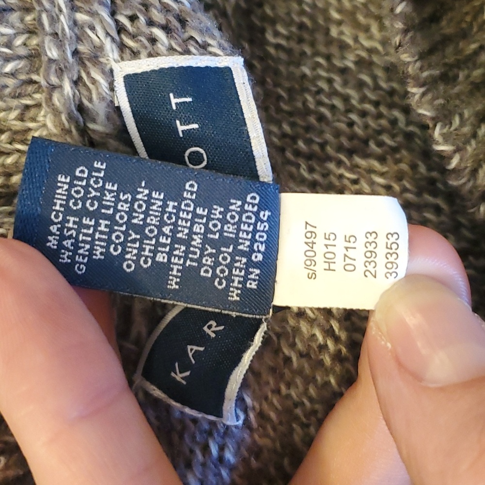 Karen Scott Sweater Poncho shawl, fringe, gray - Picture 6 of 7